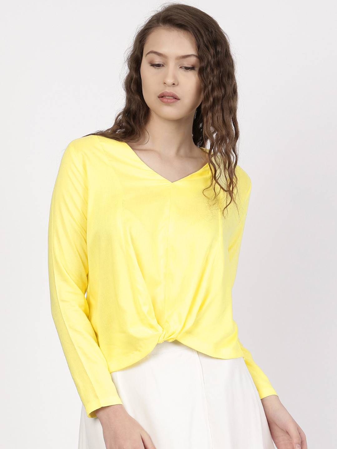 Buy Ether Women Yellow Solid Top Tops for Women 1748071 Myntra