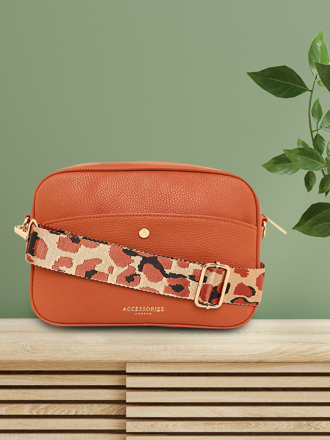 Buy Accessorize London Women' Faux Leather Leopard Strap Camera Bag