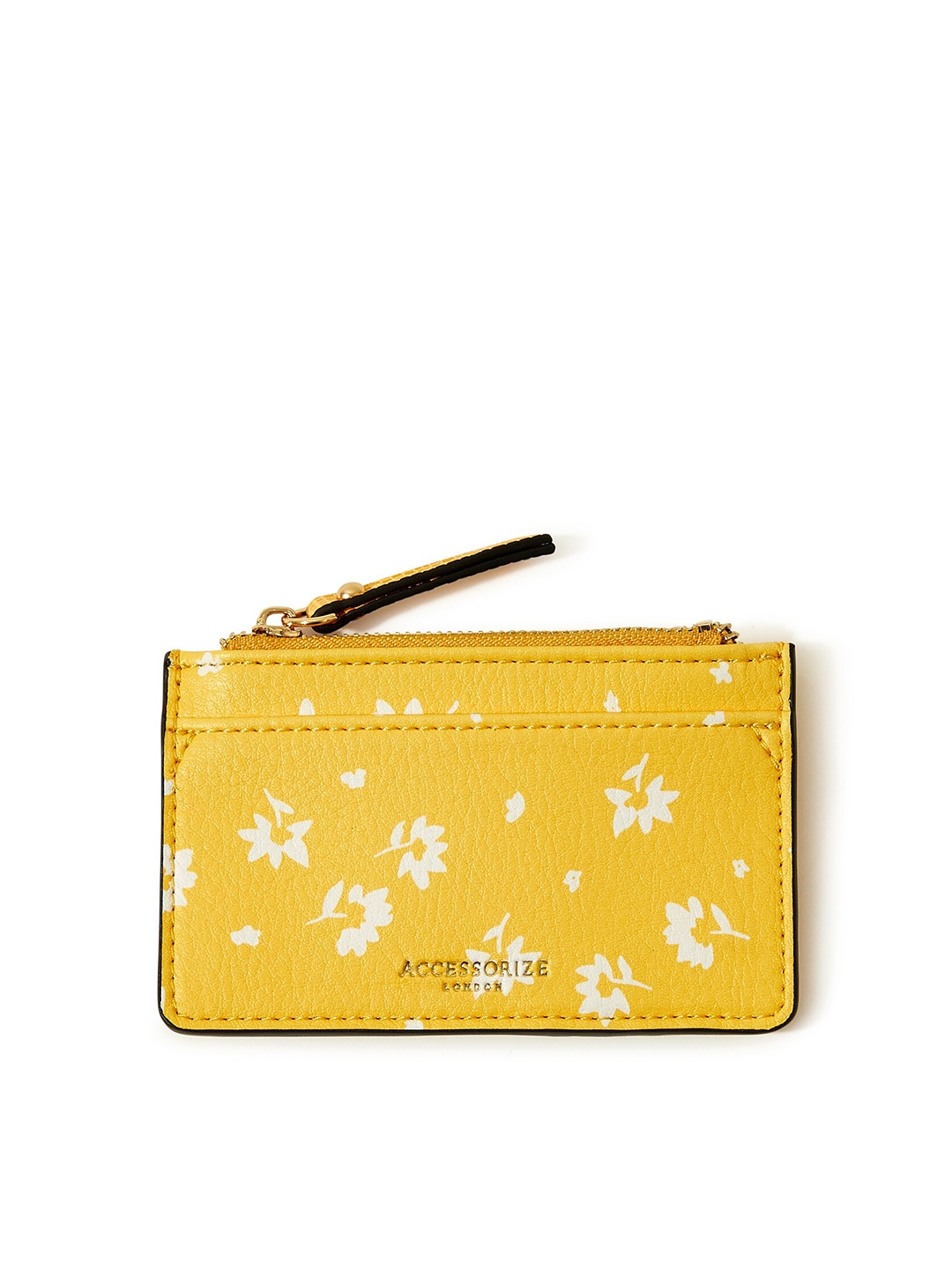 Buy Accessorize Women Yellow & White Faux Leather Floral Printed Card ...