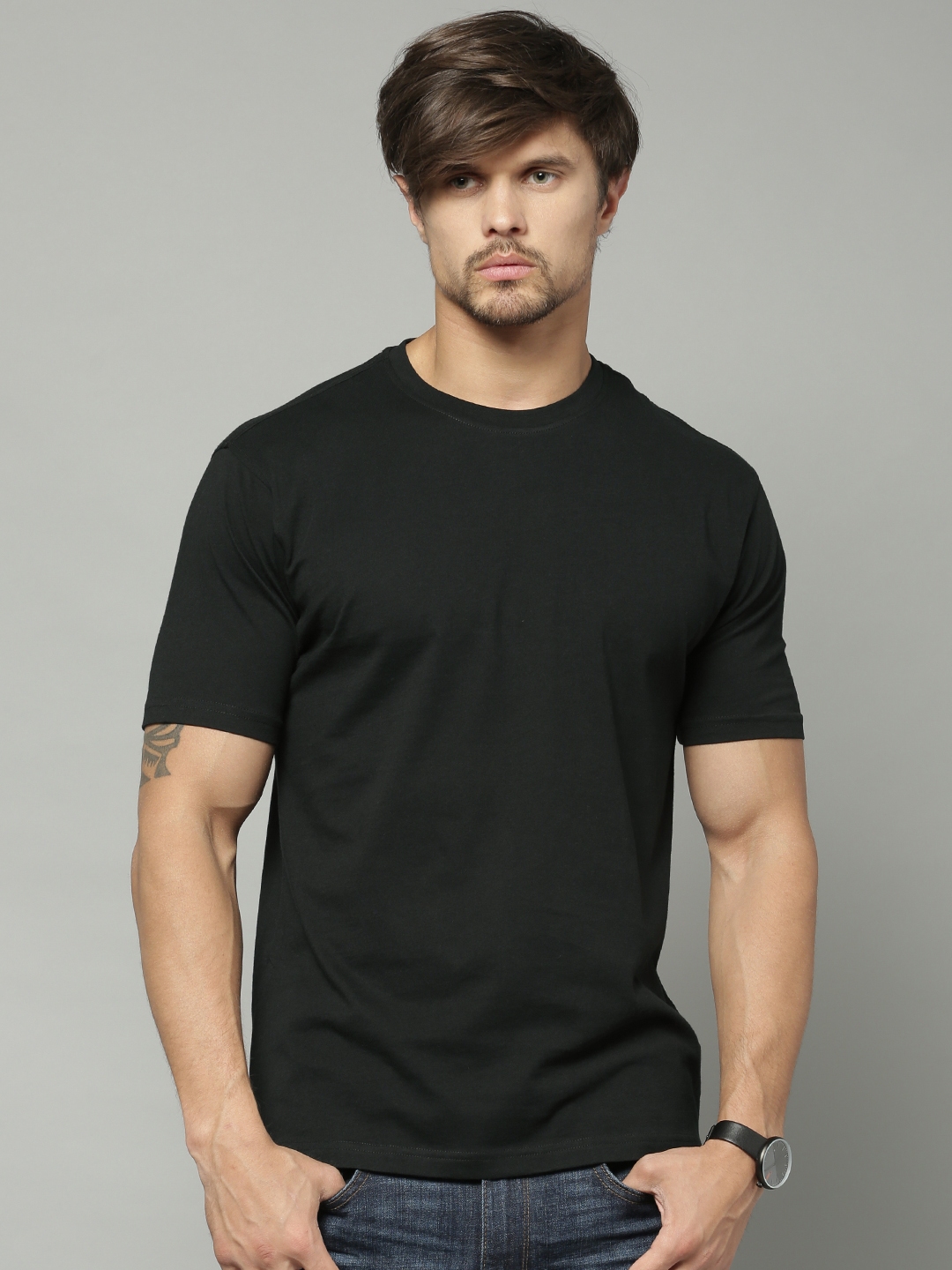 Buy Marks & Spencer Men Black Solid T Shirt - Tshirts for Men 1748566 ...