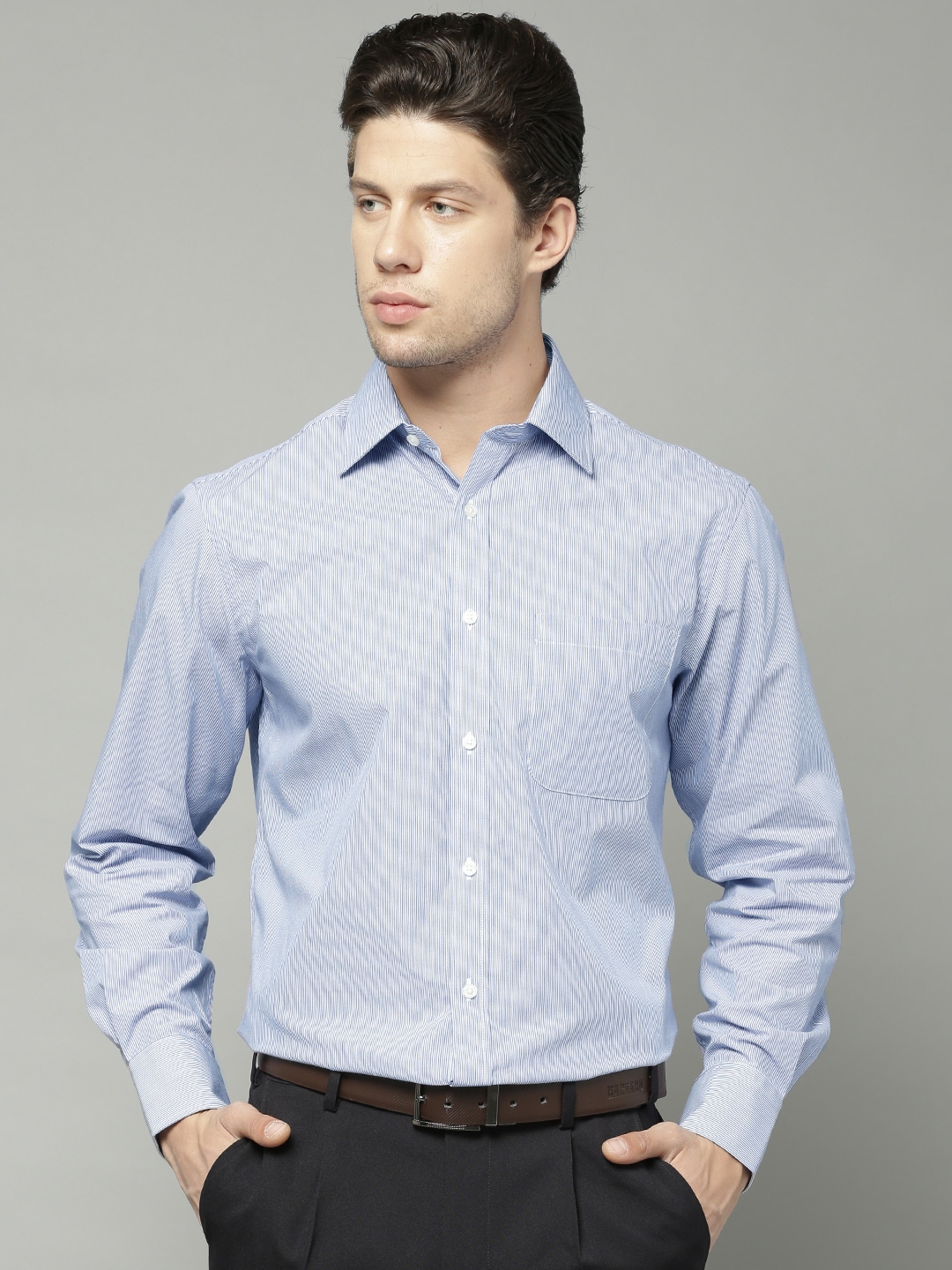 Buy Marks & Spencer Blue Striped Formal Shirt - Shirts for Men 1748699 ...