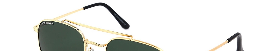 Buy Micelo Martin Men Green Lens & Gold Toned Aviator Sunglasses With ...