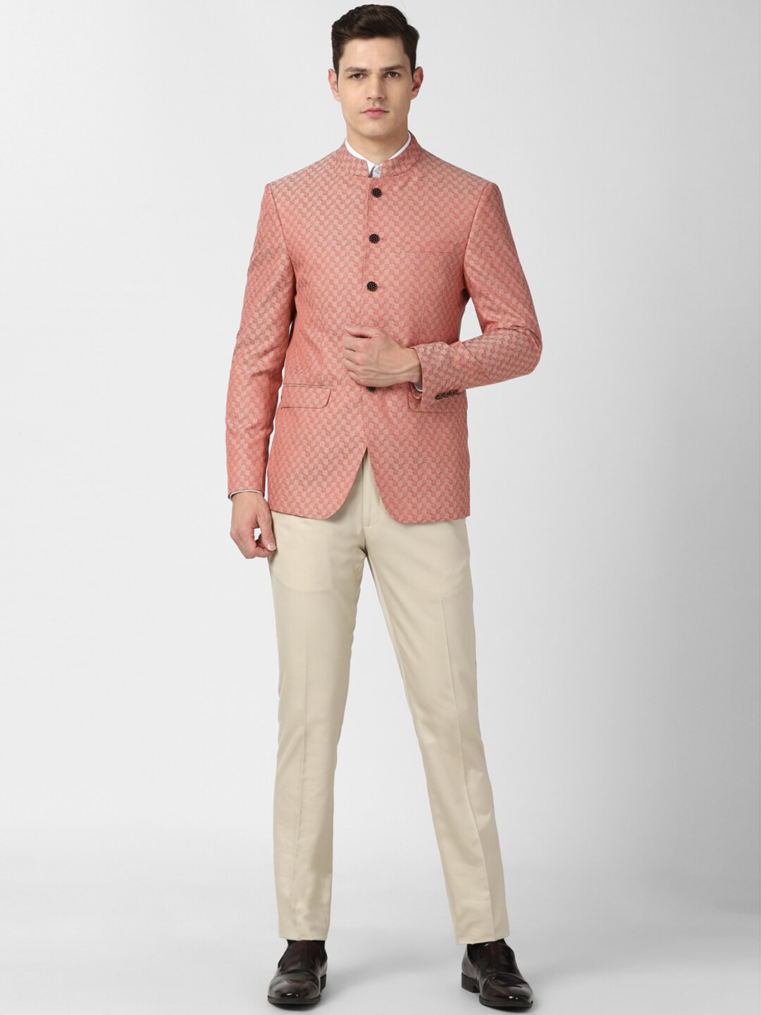 Buy Peter England Elite Men Pink Printed Two Piece Suit Suits for Men