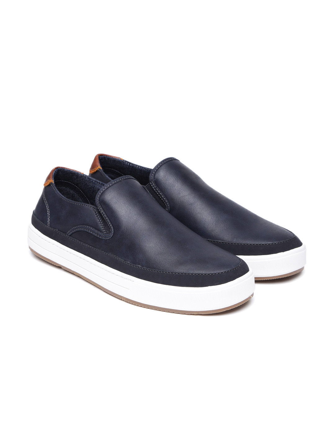 Buy ALDO Men Navy Solid Leather Slip On Sneakers Casual