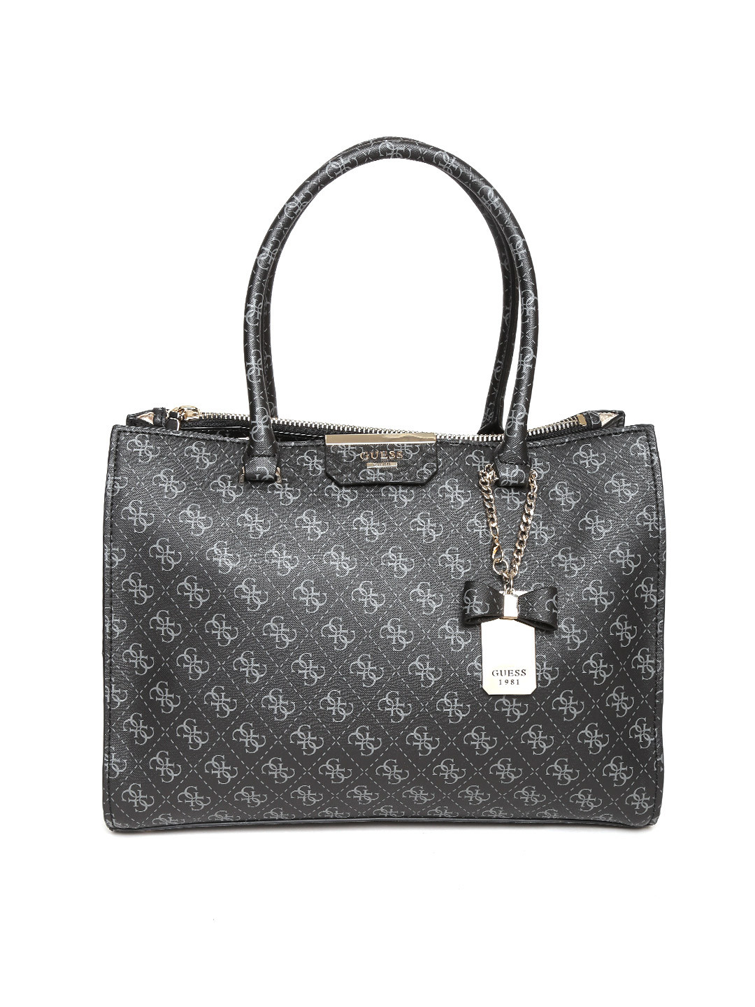 Buy GUESS Charcoal Grey Logo Print Shoulder Bag Handbags for Women