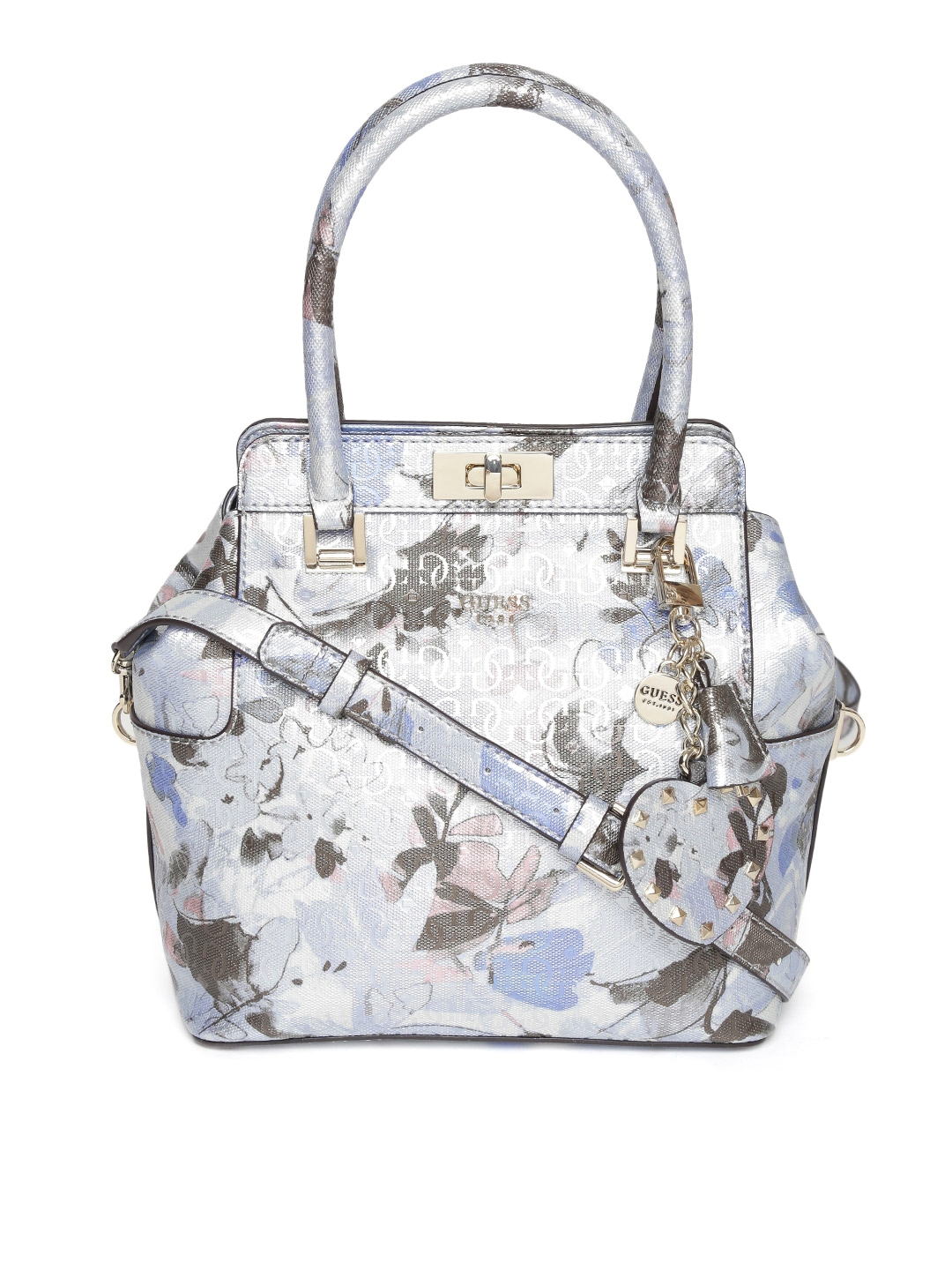 guess blue floral purse