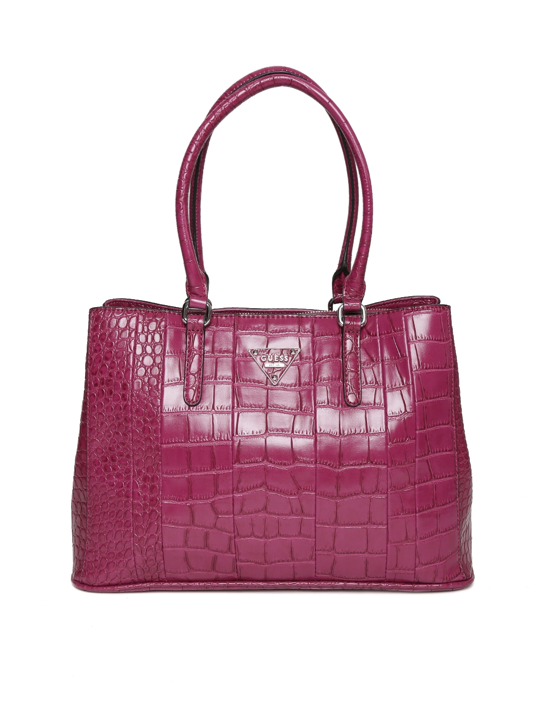 Buy GUESS Magenta Croc Textured Shoulder Bag - Handbags for Women ...