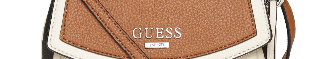 Buy GUESS Brown & Off White Colourblocked Sling Bag - Handbags for Women 1749500 | Myntra