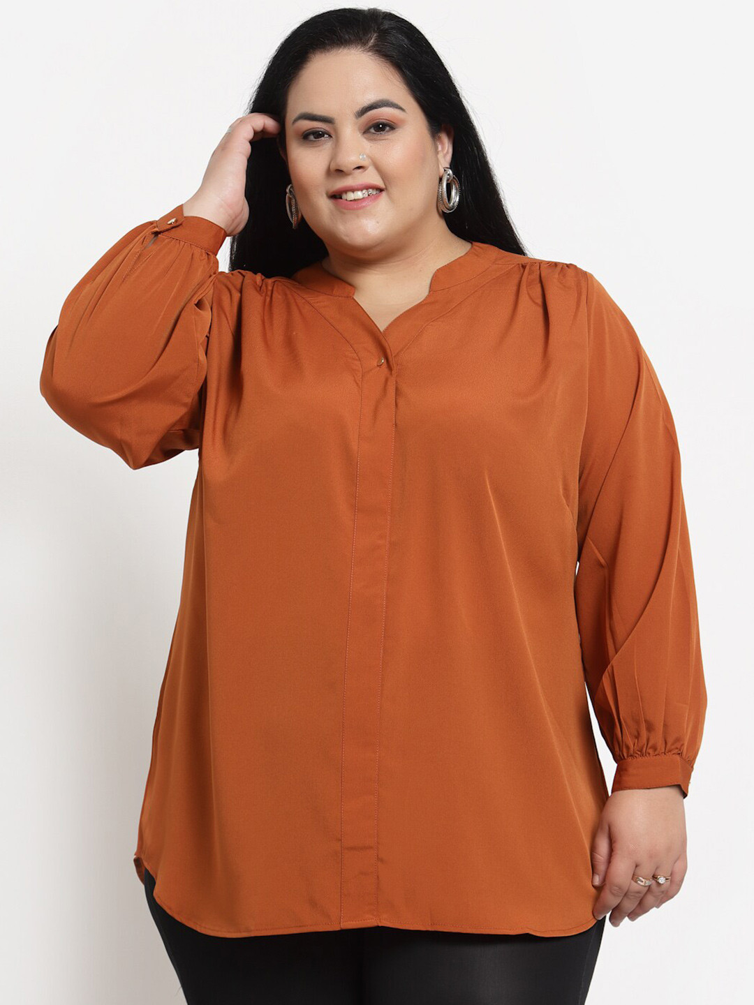 Buy PlusS Plus Size Brown Solid Top Tops for Women 17495636 Myntra