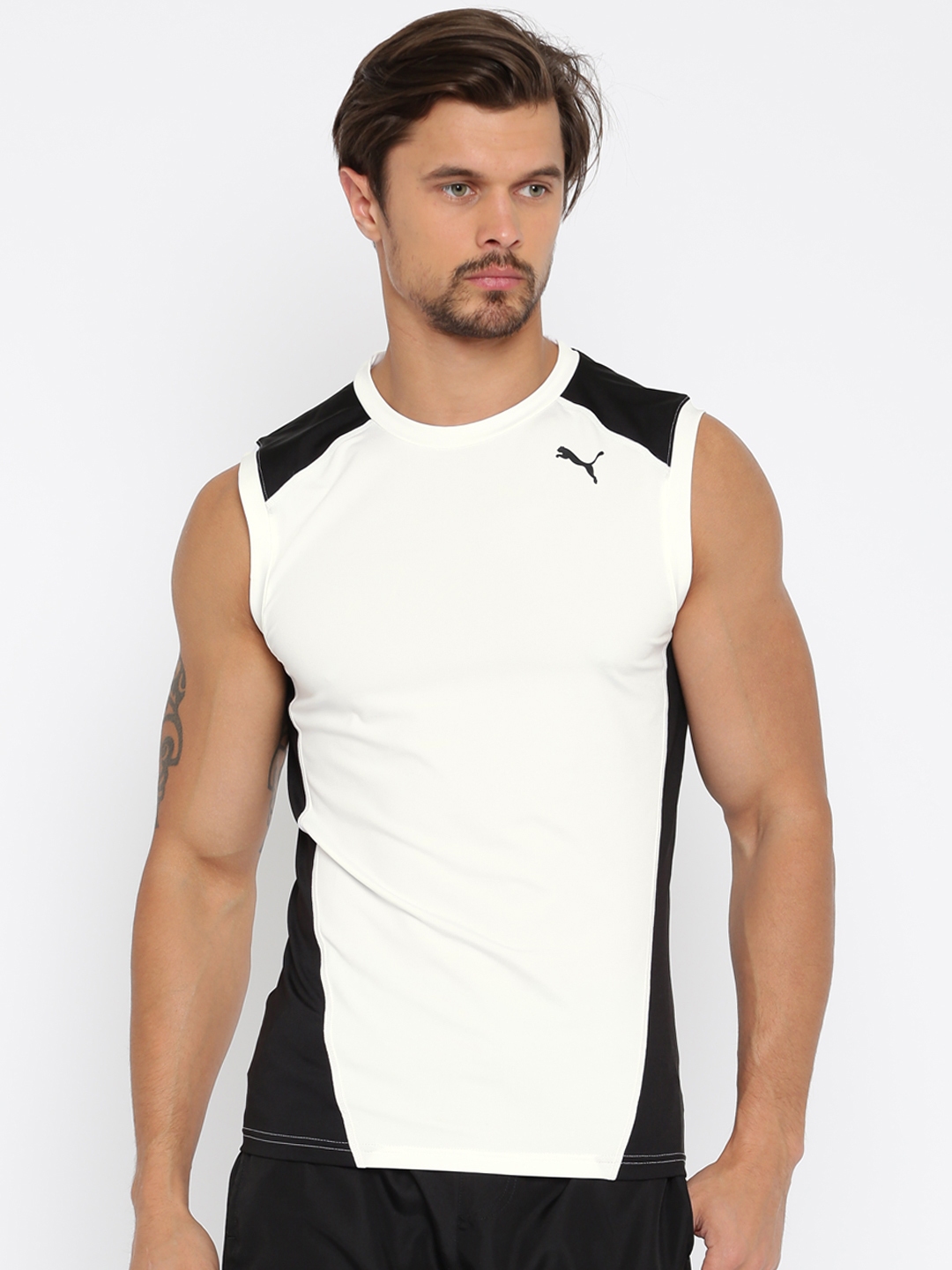 puma white collar tshirt