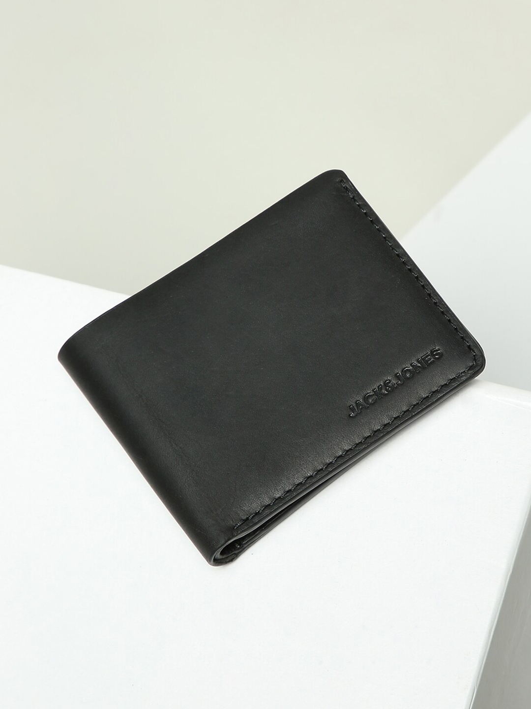 Buy Jack & Jones Men Black Leather Two Fold Wallet - Wallets for Men ...