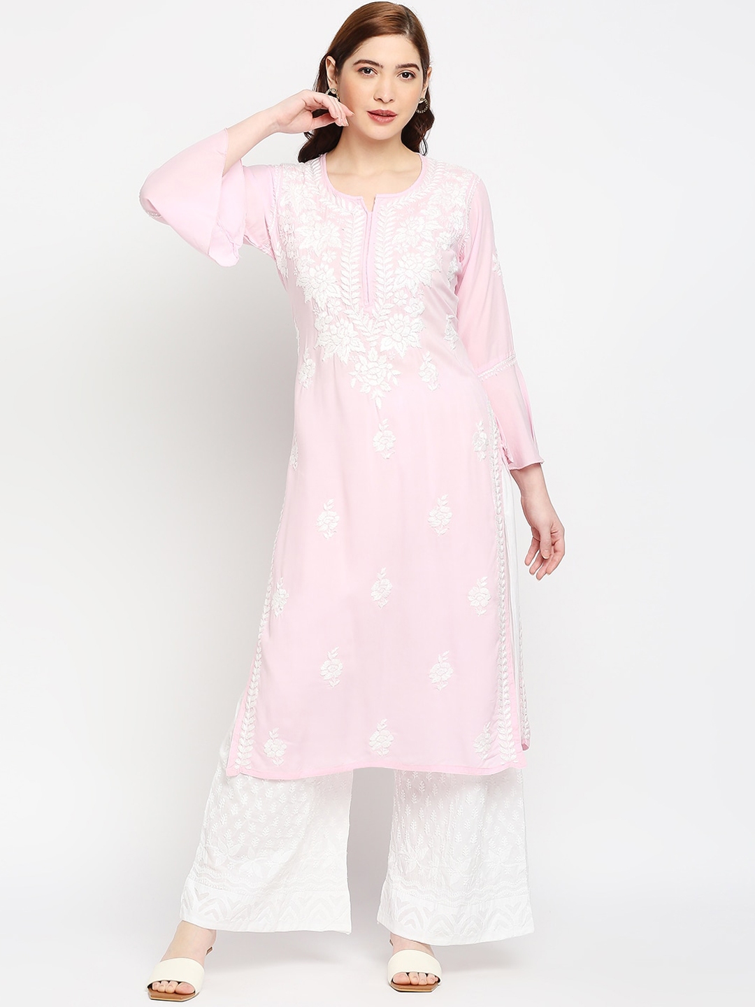 chikankari flared kurta