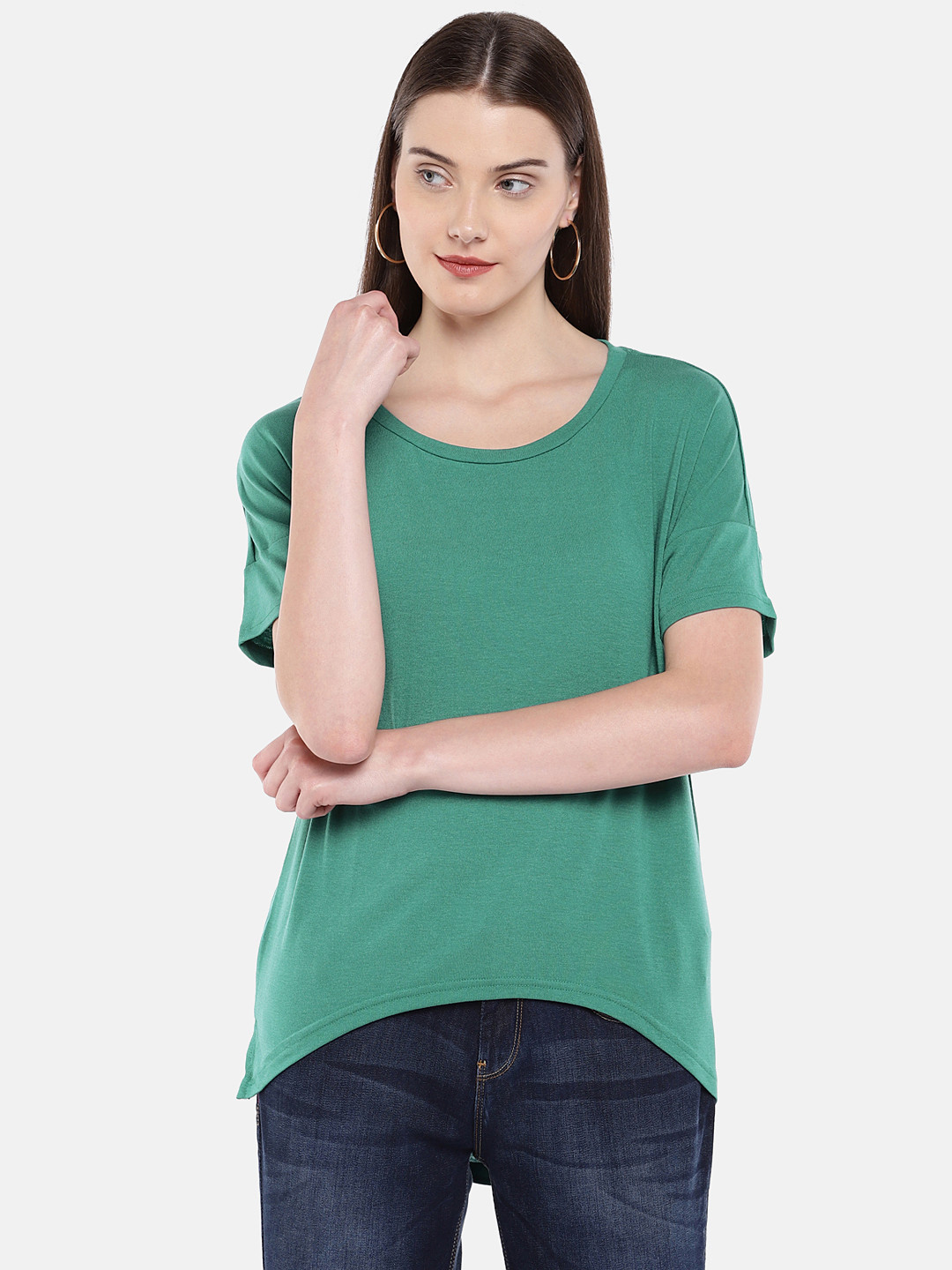Buy Vero Moda Women Green Solid High Low Top Tops for Women 1750767