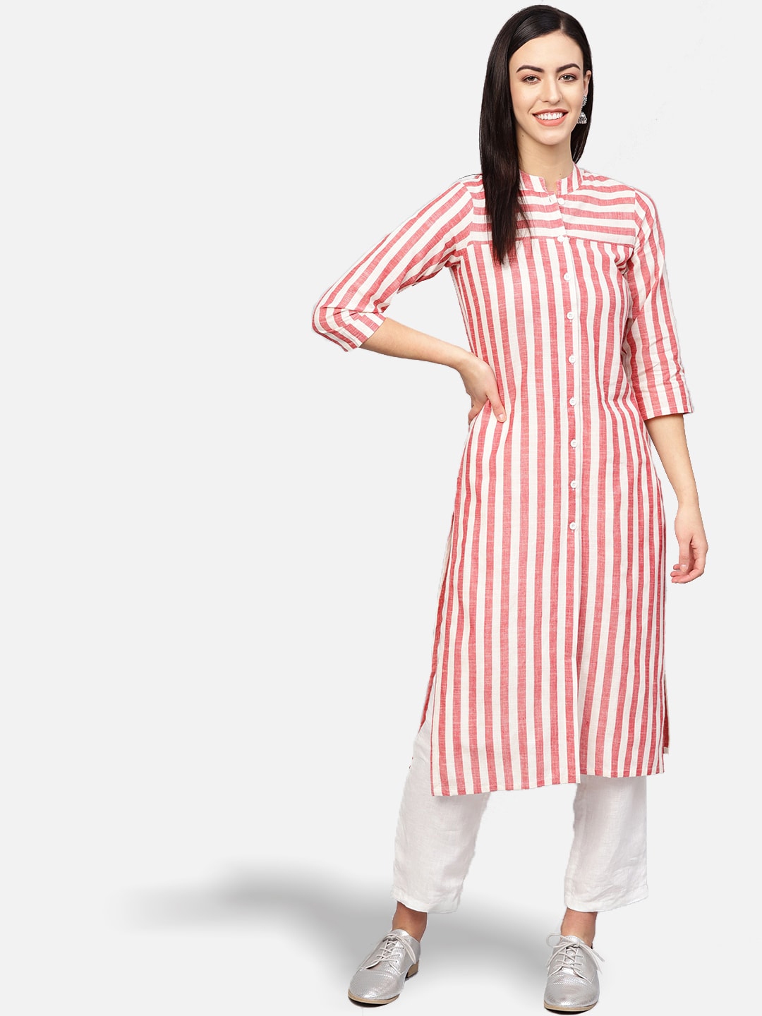 buy-jompers-women-red-white-striped-pure-cotton-kurta-kurtas-for