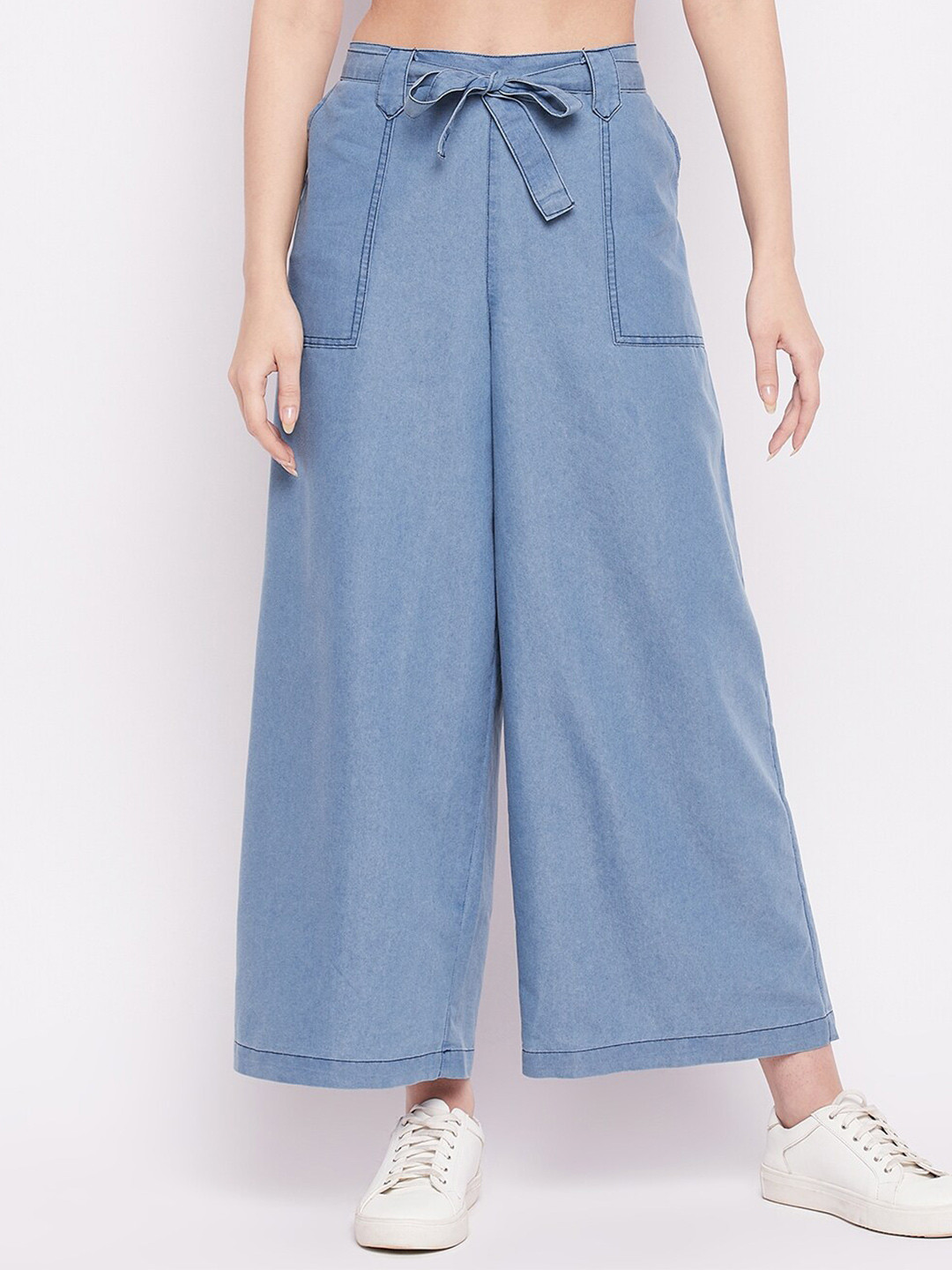 Bottle Green Wide Leg Mid Rise Palazzos main image 1