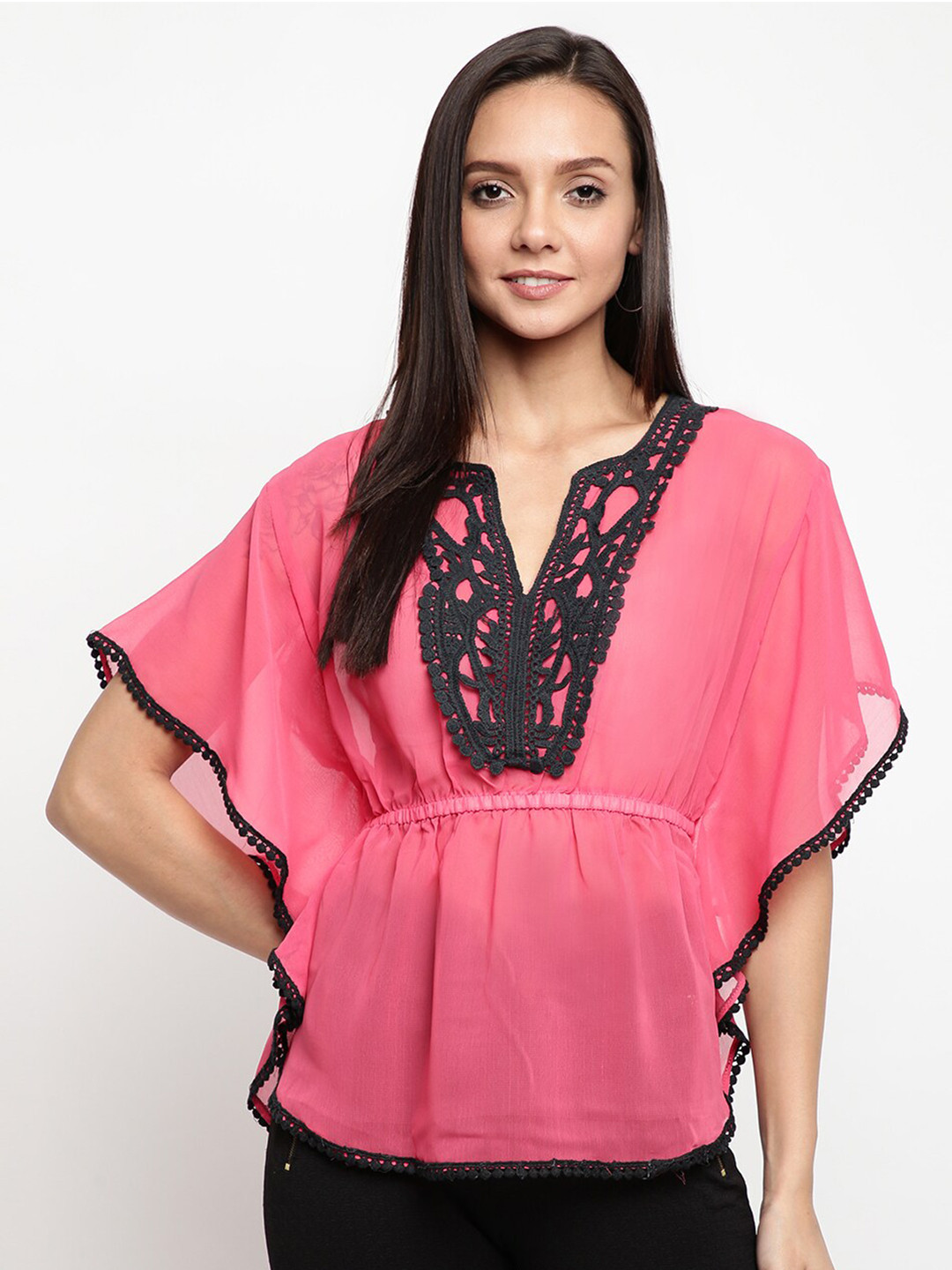 Tinka Kaftan Top Set - Pink,Yellow