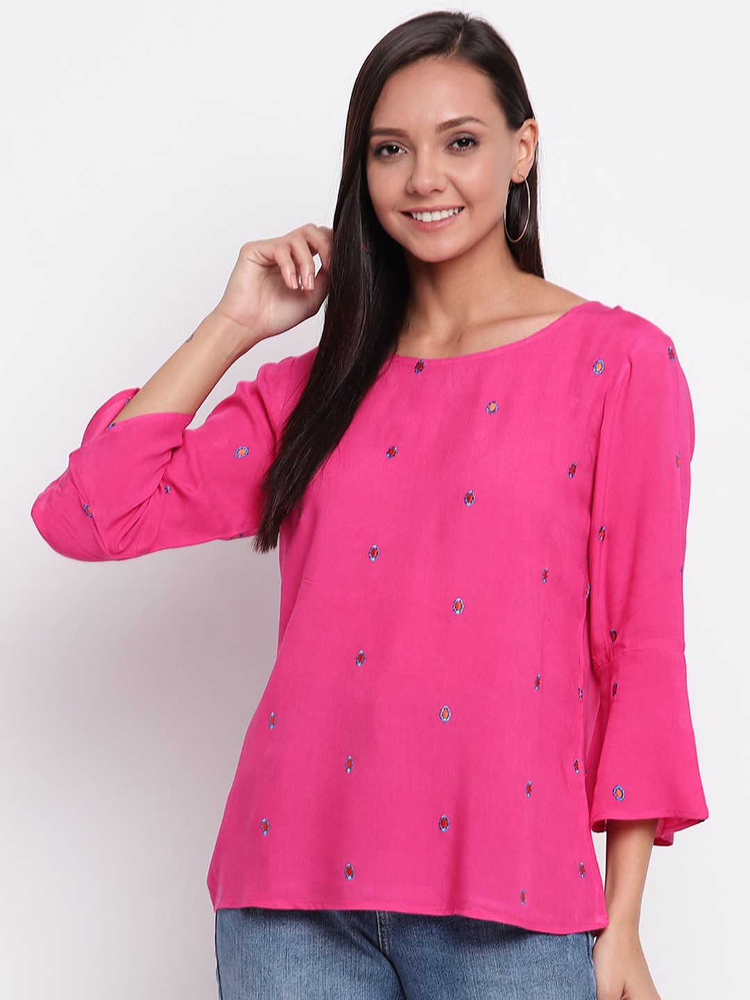 Buy Mayra Pink Embellished Embroidered Top Tops for Women 17513908