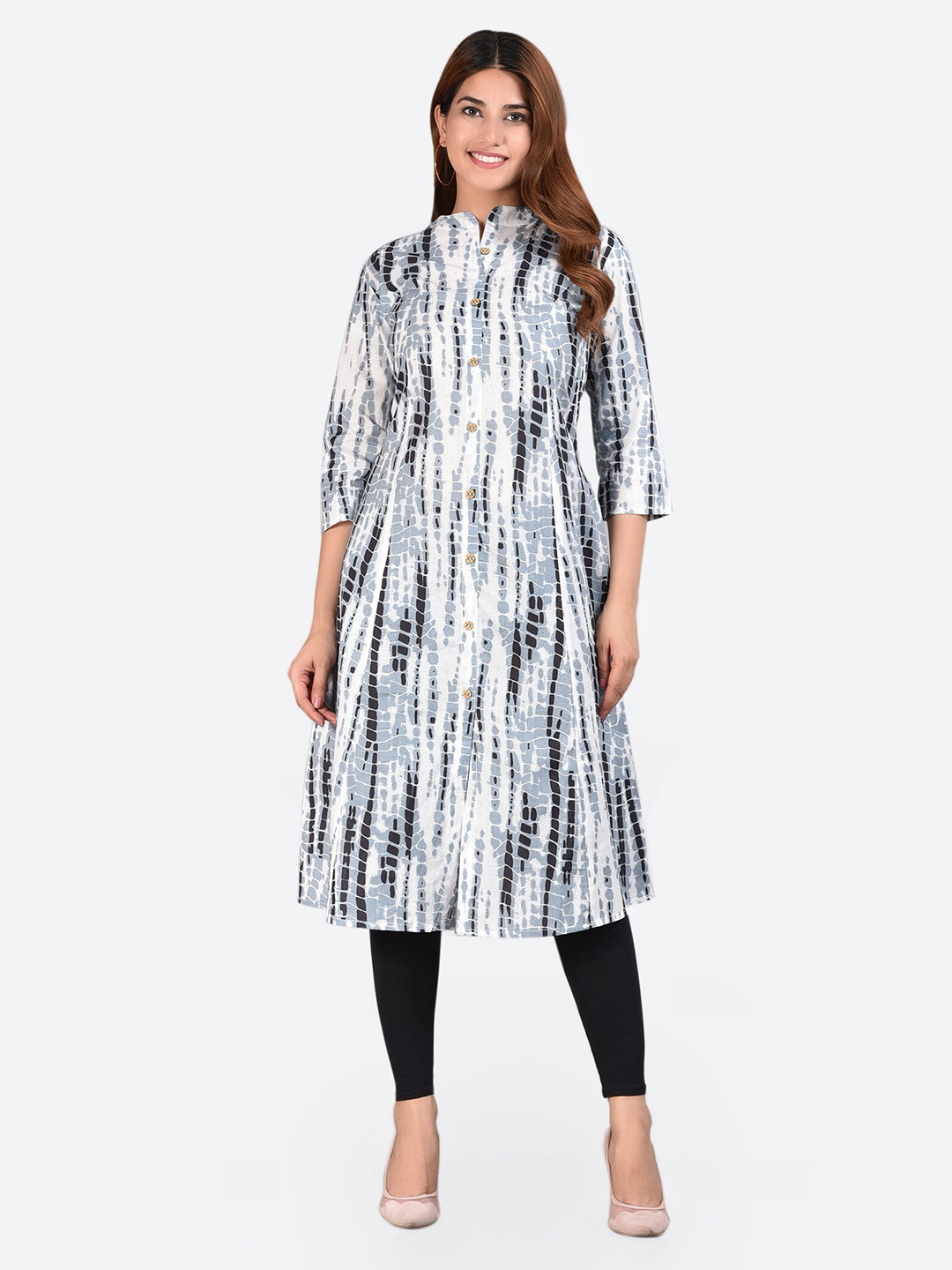 Grey - A-Line Cotton Jacquard Kurta for women 04