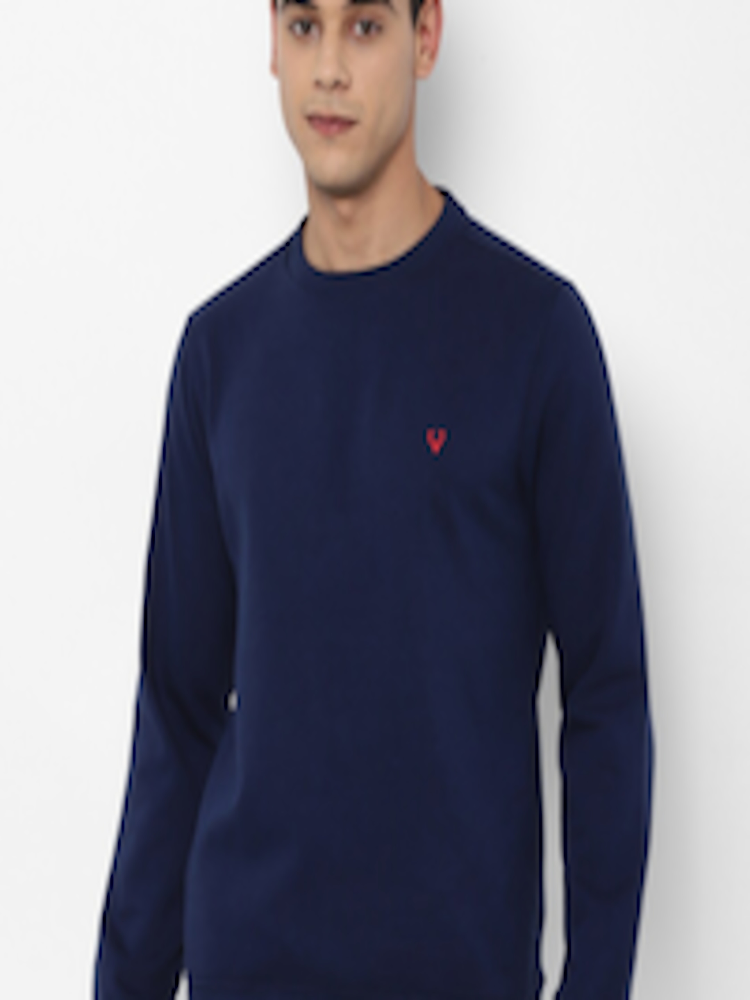Buy Allen Solly Men Navy Blue Solid Cotton Sweatshirt - Sweatshirts for ...