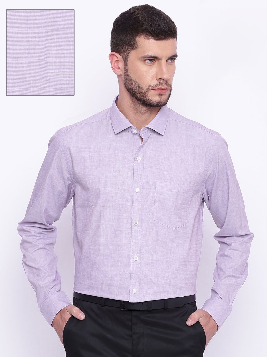 Buy CODE By Lifestyle Men Lavender Slim Fit Solid Formal Shirt - Shirts ...