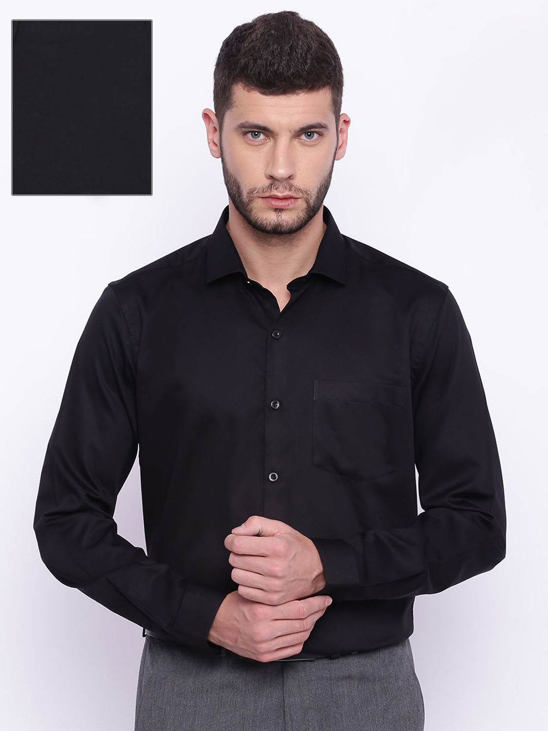Buy CODE By Lifestyle Men Black Slim Fit Solid Formal Shirt Shirts