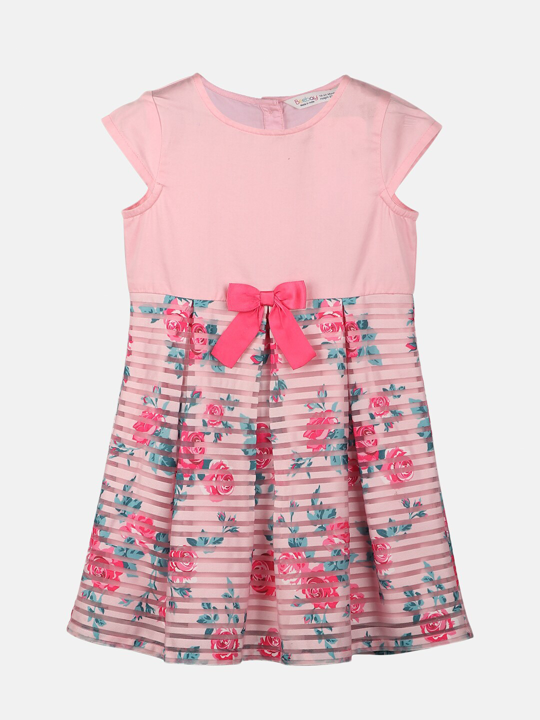 Buy Beebay Girls Pink Floral Printed Cotton A Line Dress Dresses for