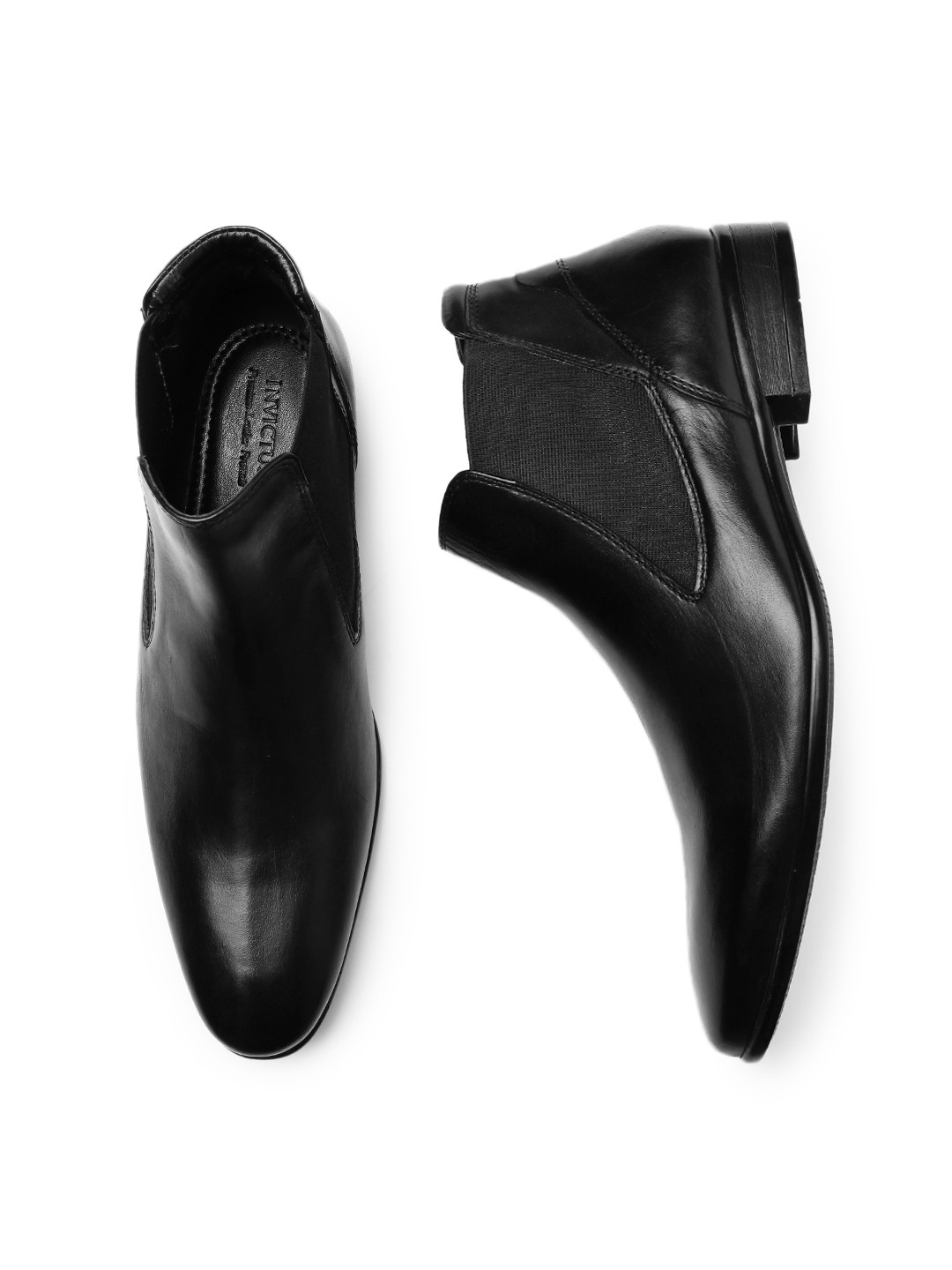 Buy INVICTUS Men Black Leather Semiformal Boots Formal Shoes for Men