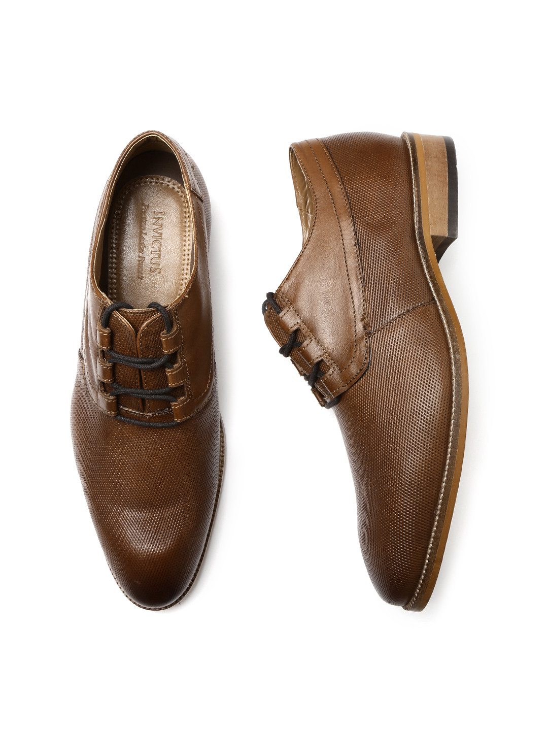 Buy INVICTUS Men Brown Textured Leather Derbys Formal Shoes for Men