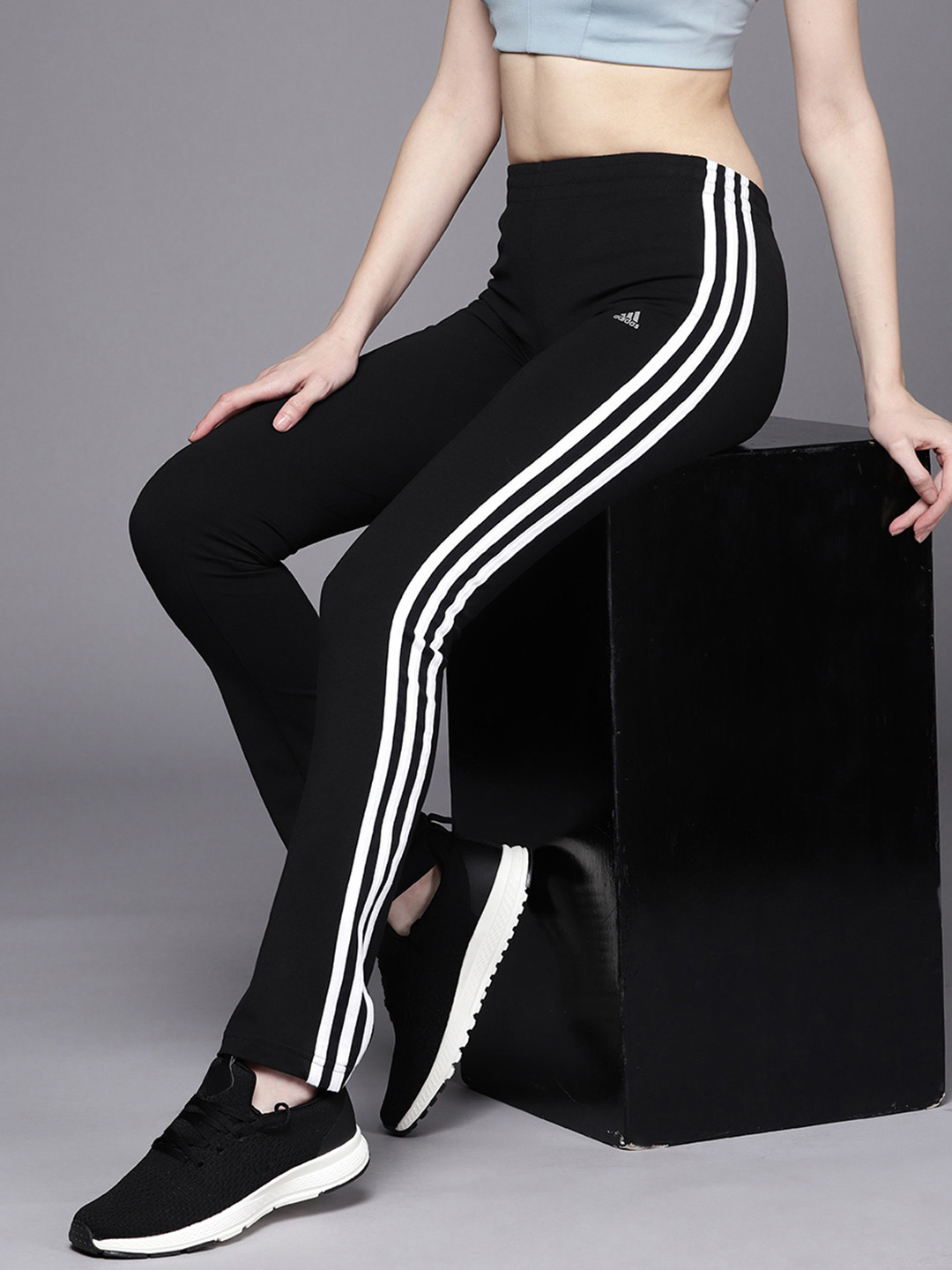 Buy ADIDAS Women Black Solid 3S Yoga Track Pants Track Pants for