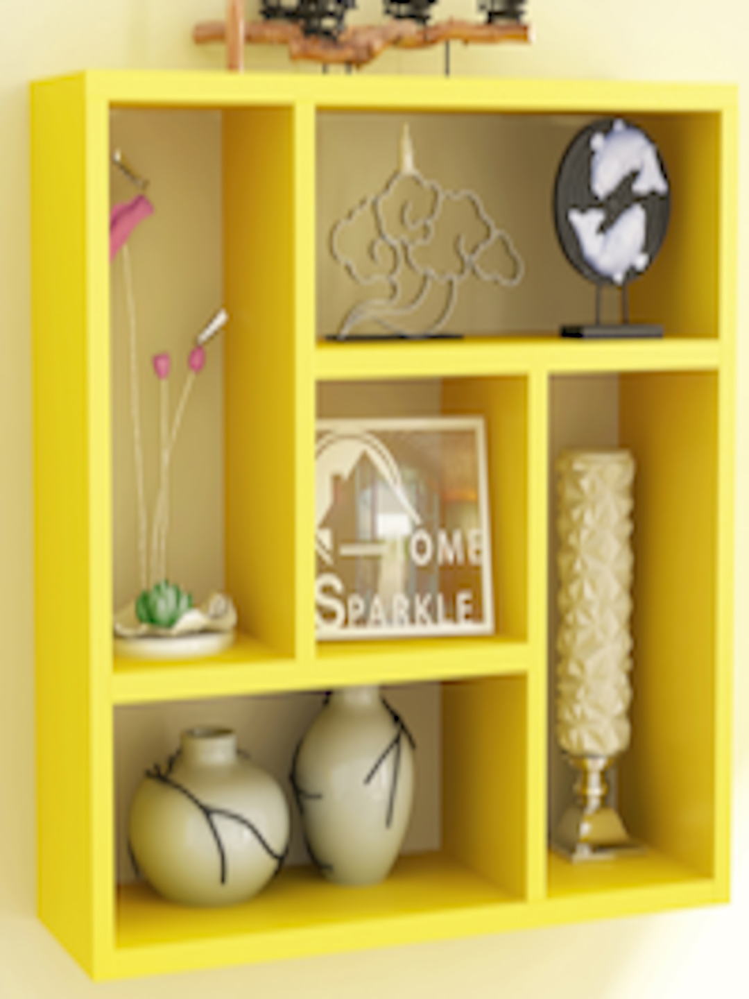 Buy Home Sparkle Yellow Square Wall Shelf - Wall Shelves for Unisex