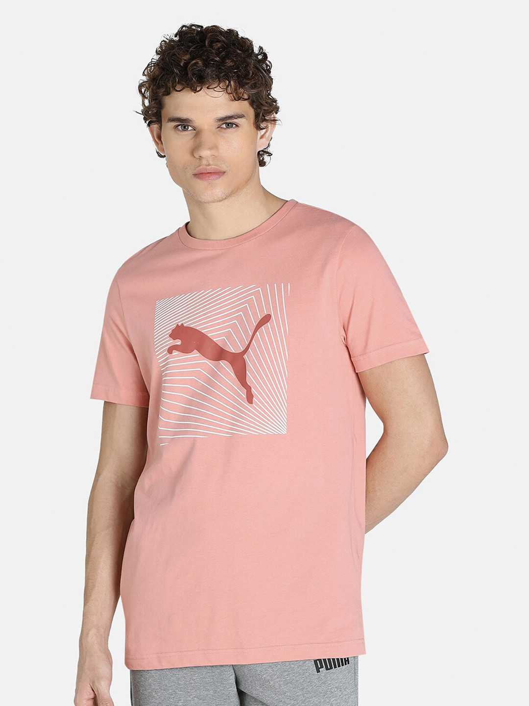 Buy Puma Men Pink & White Brand Logo Printed Slim Fit T Shirt Tshirts