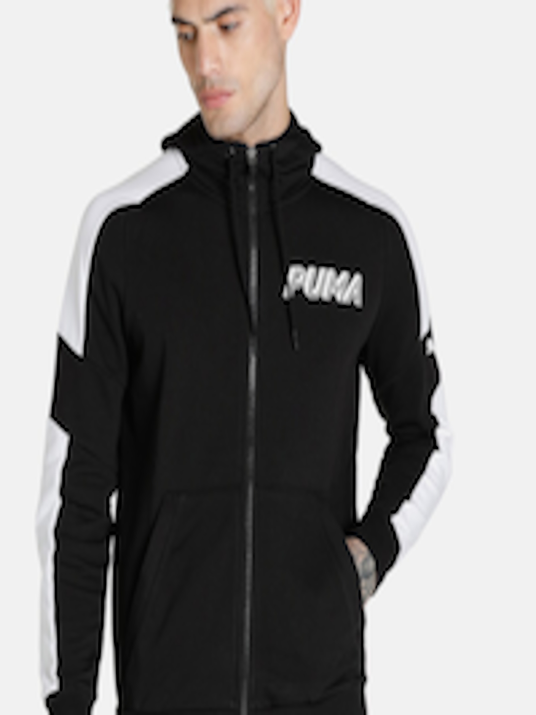 Buy Puma Men Black & White Colourblocked Sporty Jacket - Jackets for ...