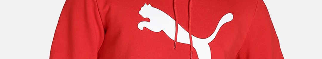 Buy Puma Men Red Printed Hooded Cotton Sweatshirt - Sweatshirts for Men ...
