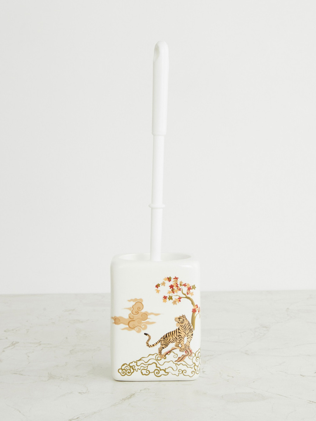 Buy Home Centre White Art Of Asia Tiger Tales Ceramic Toilet Brush