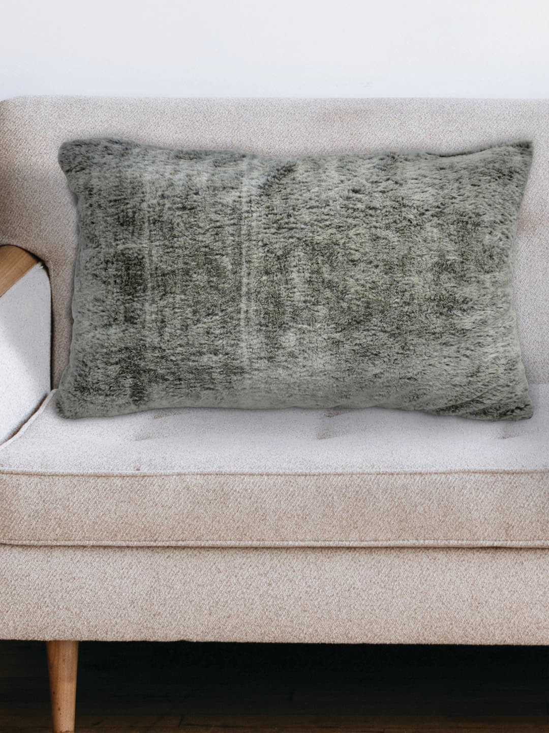 Buy Divine Casa Set Of 2 Grey Solid Faux Fur Pillow Covers Pillow