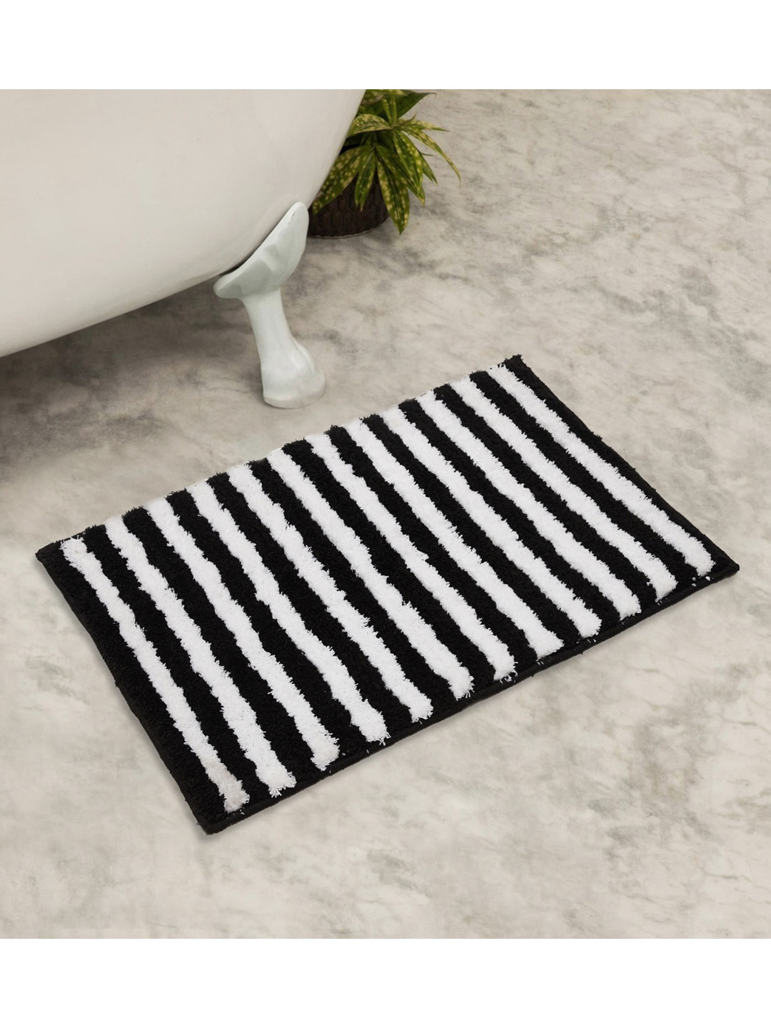 Buy Home Centre Black & White Striped Anti Slip Bath Mats Floor Mats