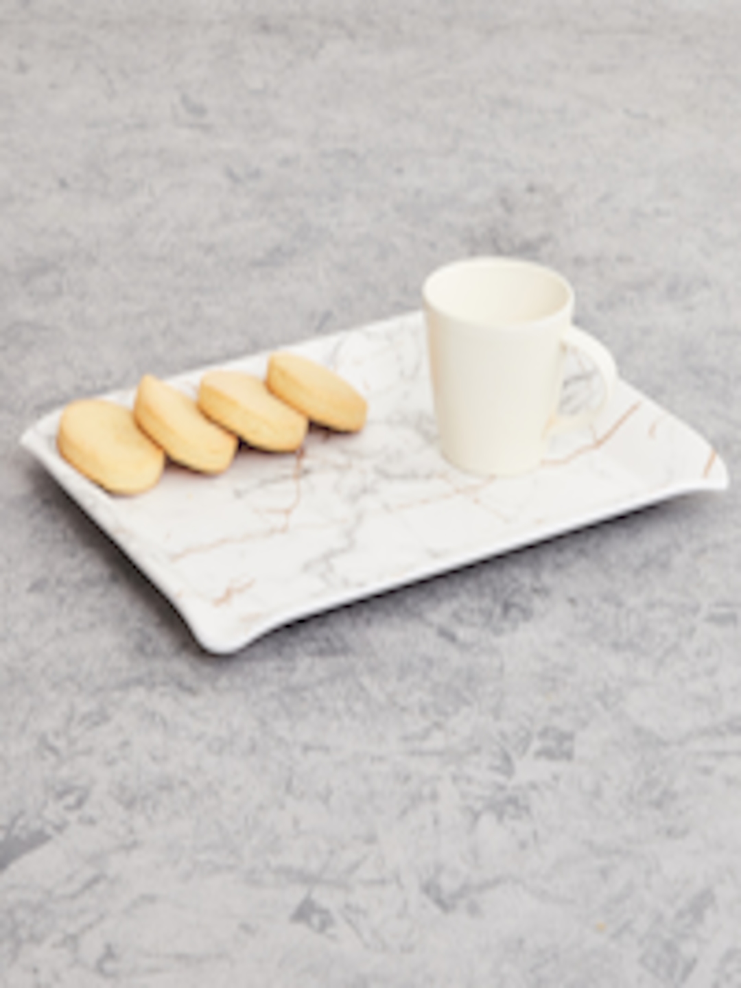 Buy Home Centre White & Grey Printed Rectangular Serving Tray -  - Home for Unisex