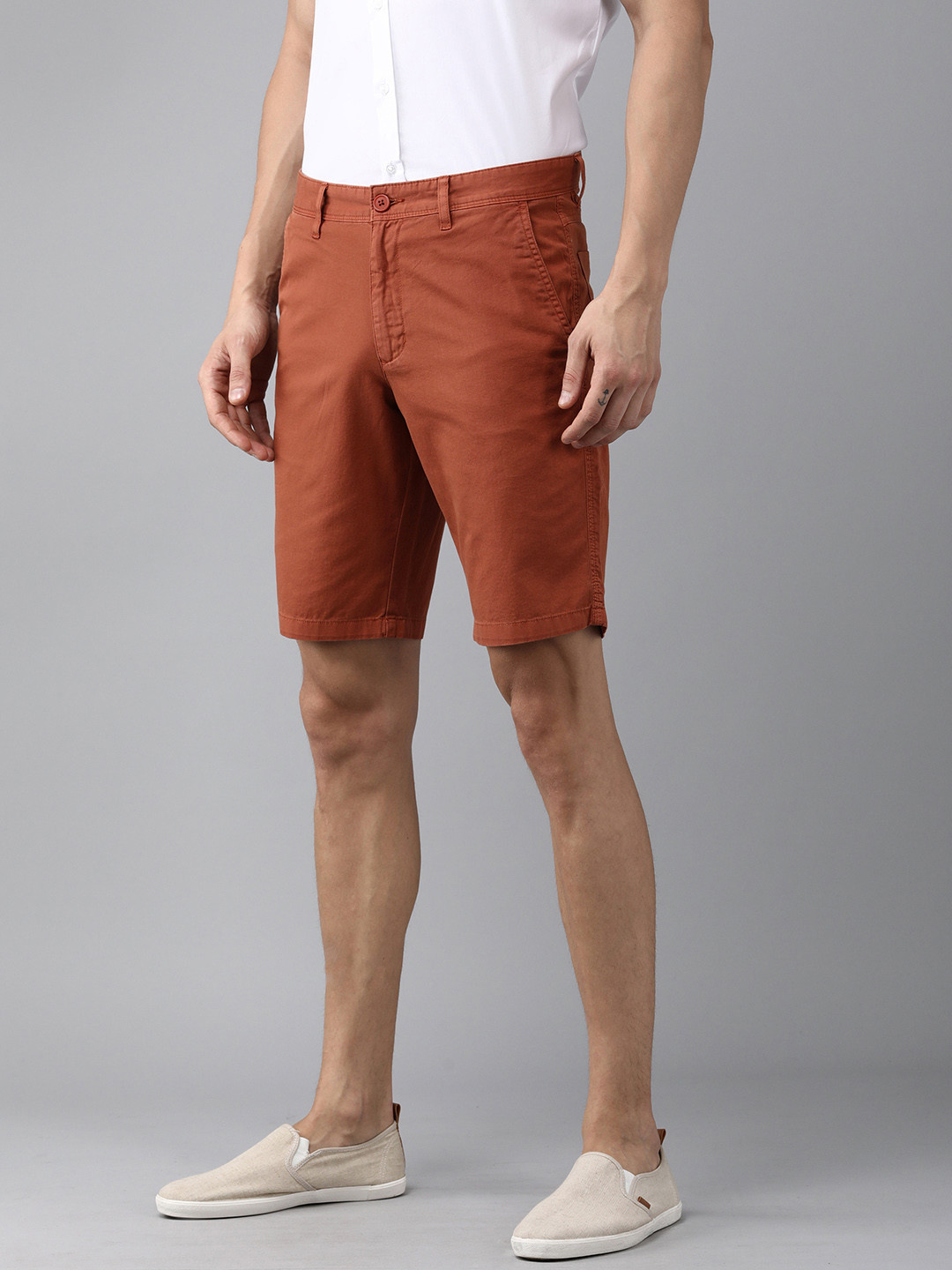 Buy Van Heusen Sport Men Rust Orange Low Rise Chino Shorts Shorts for