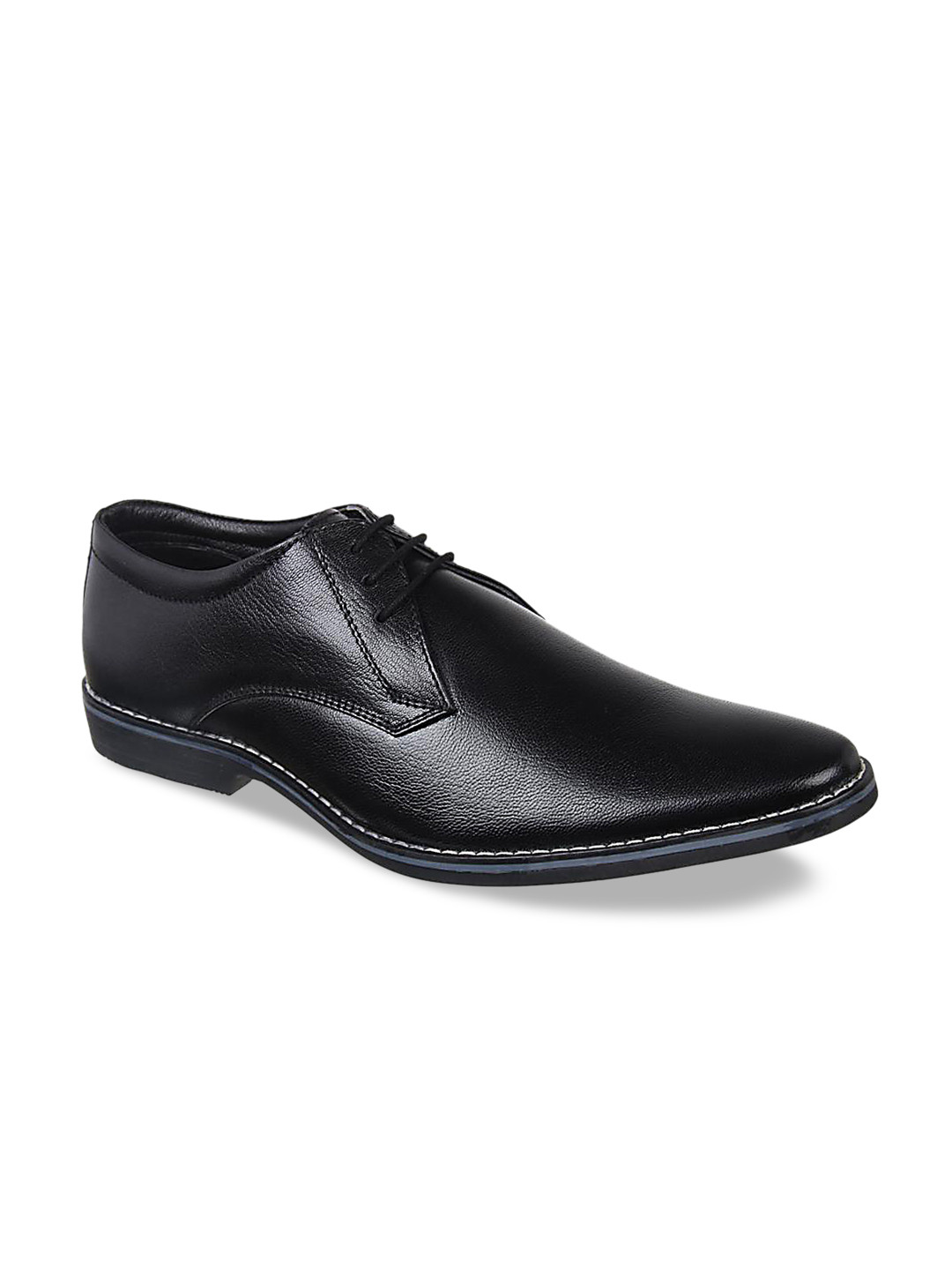 Buy Vardhra Men Black Solid Leather Formal Derbys Formal Shoes for