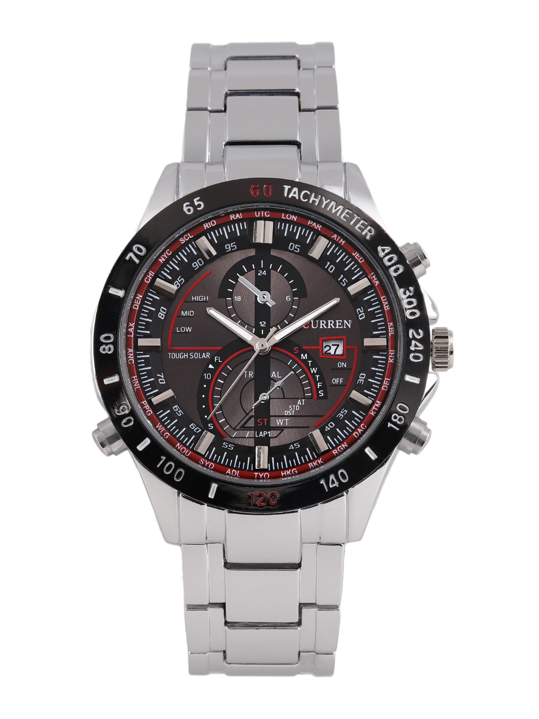 curren black analog watch