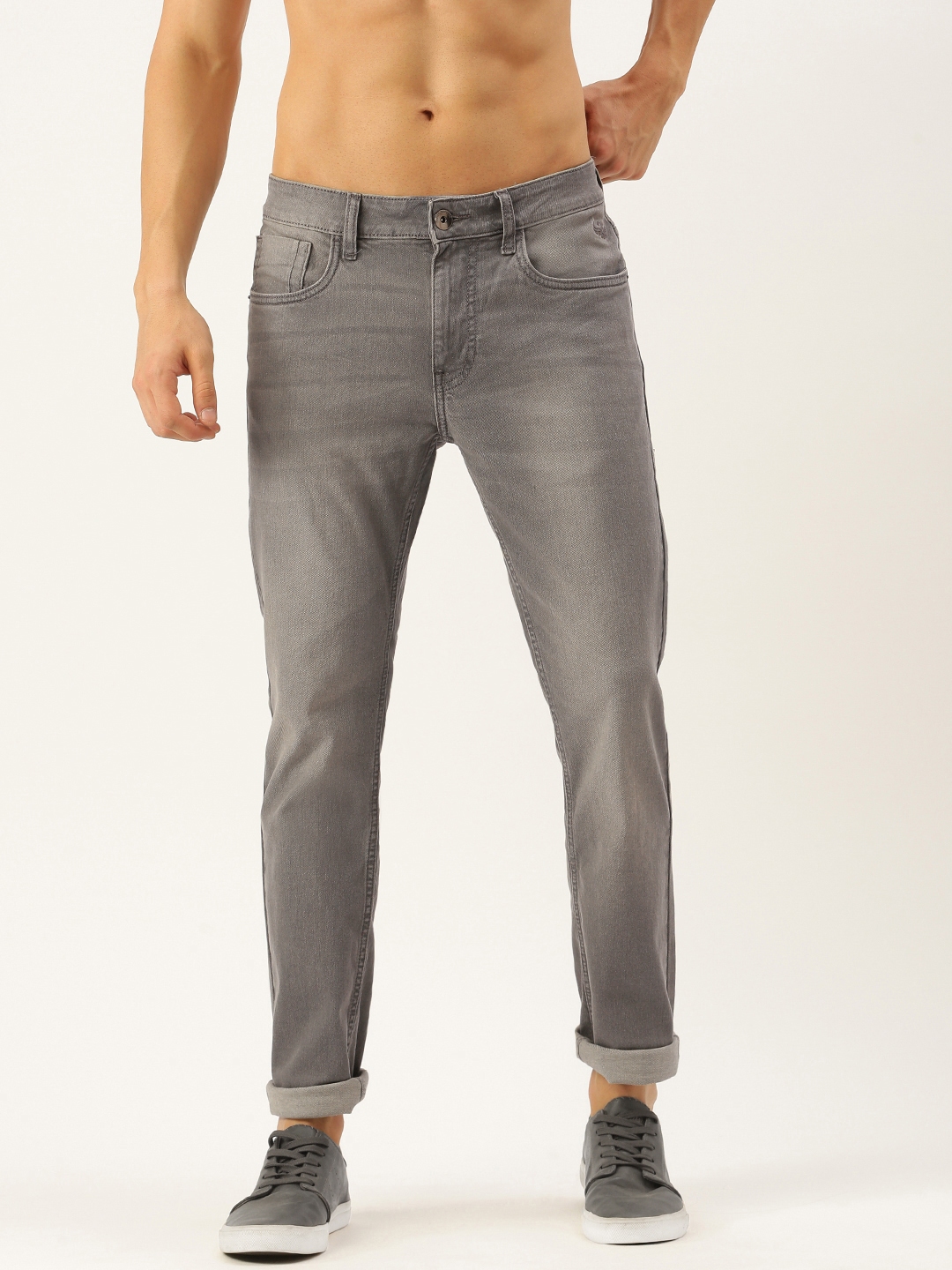 Buy Flying Machine Men Grey Micheal Tapered Fit Light Fade Jeans ...