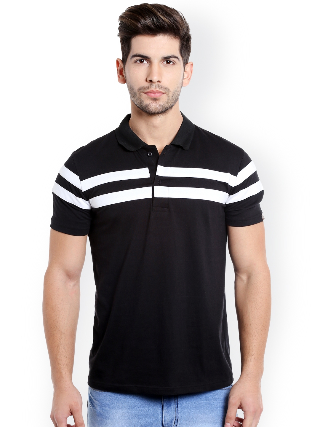 Buy Blotch Men Black & White Smart Fit Polo T Shirt - Tshirts for Men ...