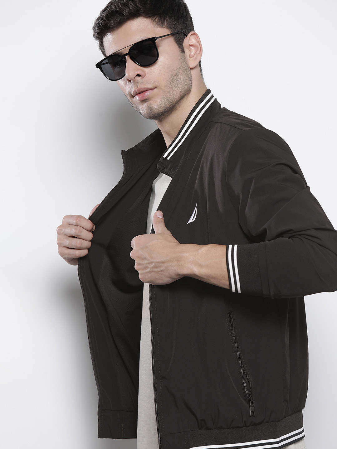 Buy Nautica Men Black Solid Varsity Jacket - Jackets for Men 17561012 ...