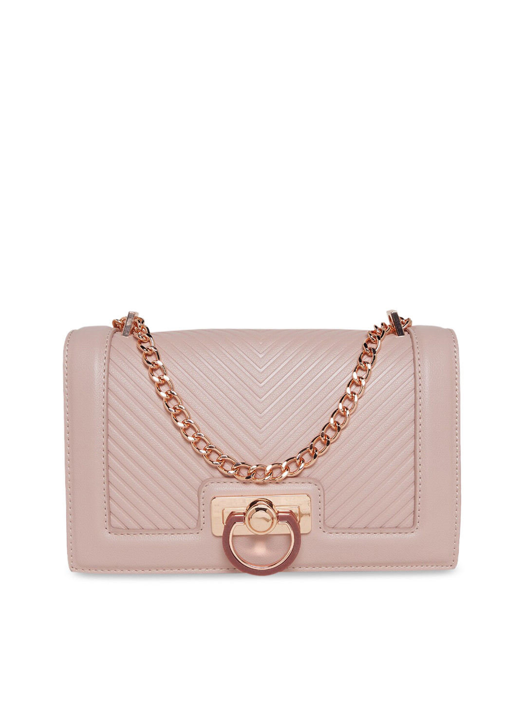 Buy ALDO Pink Textured Structured Handheld Bag With Quilted Handbags