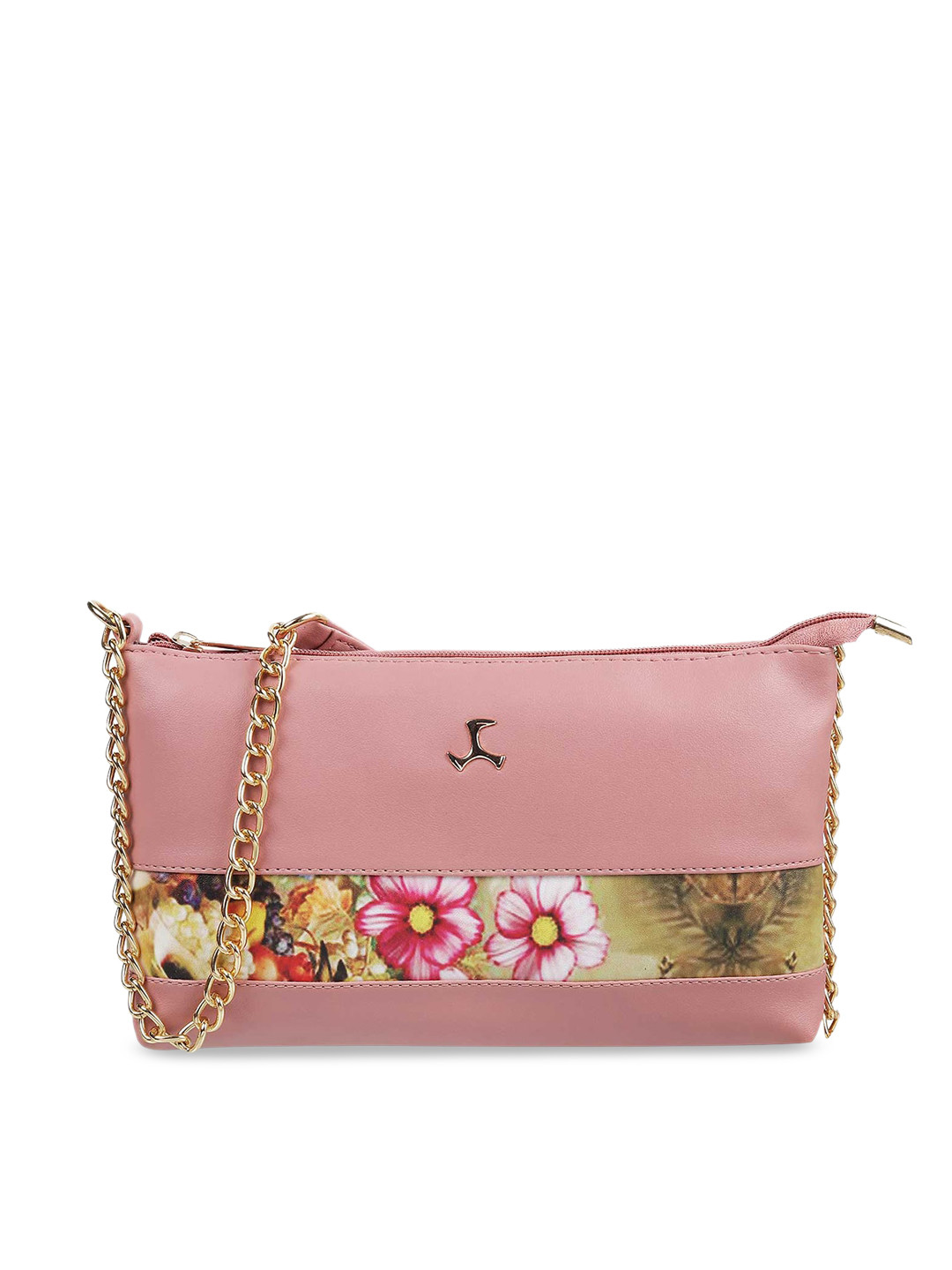 Buy Mochi Women Peach Coloured Floral Printed Structured Sling Bag