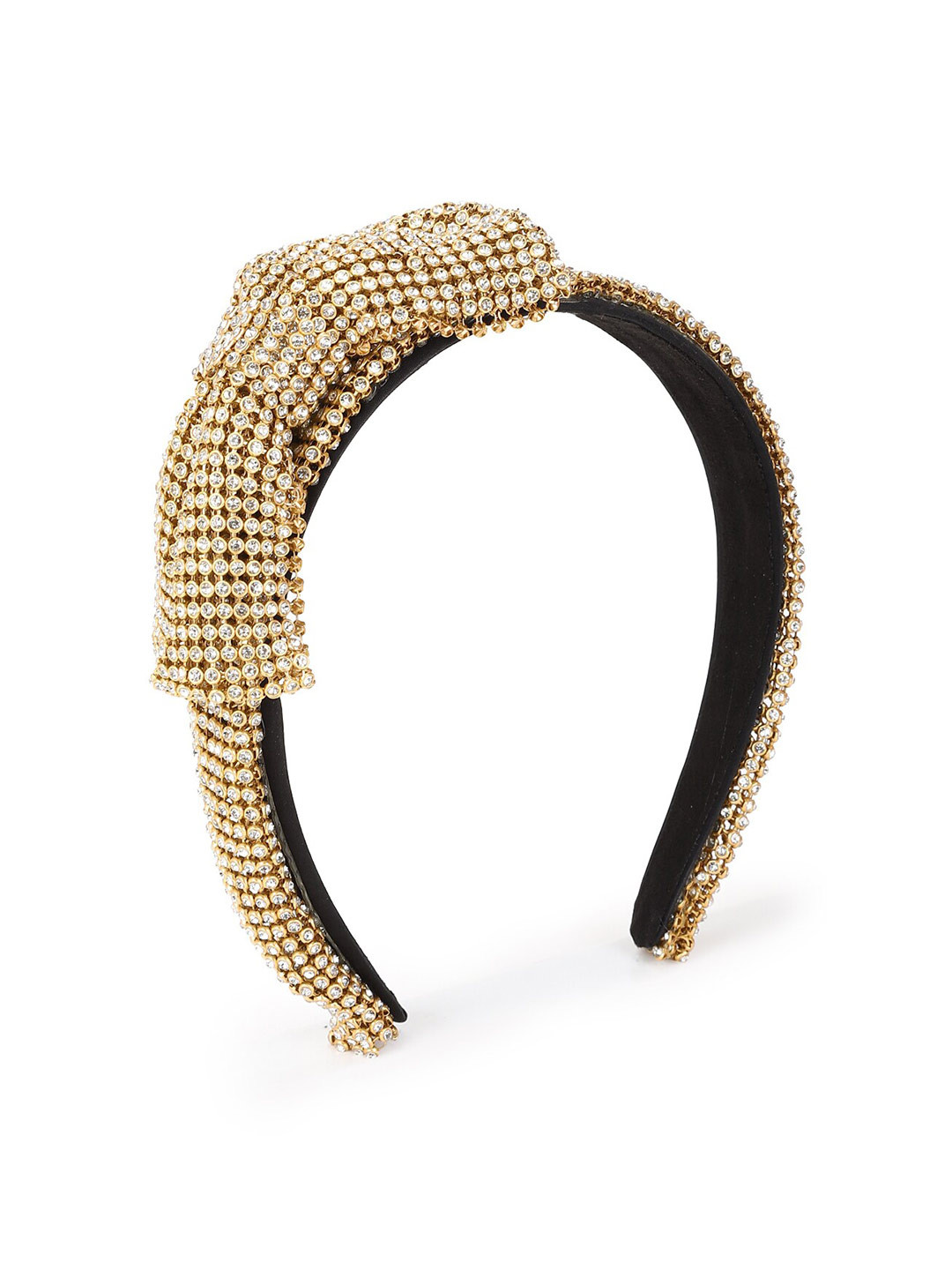 Buy FOREVER 21 Women Gold Toned Embellished Hairband With Bow Hair