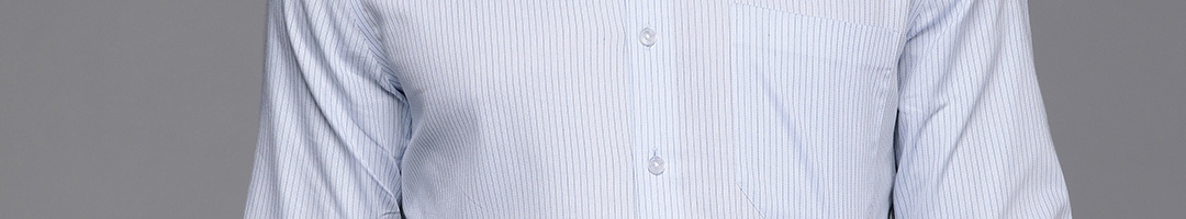 Buy Louis Philippe Men Blue Slim Fit Striped Pure Cotton Formal Shirt ...