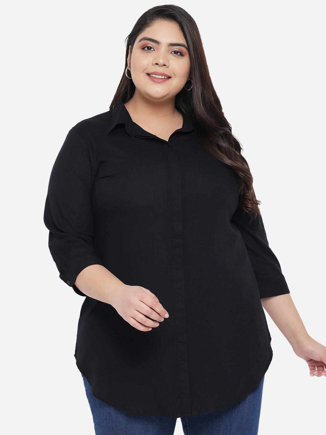 Buy Amydus Women Plus Size Black Shirt Style Top Tops for Women