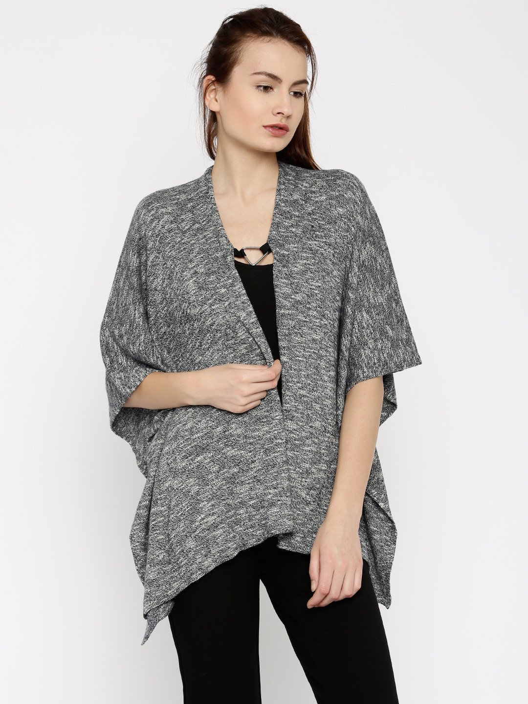 Buy Akiva Charcoal Grey Knitted Shrug Shrug for Women 1757277 Myntra