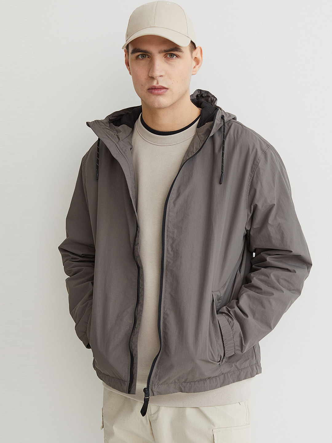 Buy H&M Beige Nylon Windbreaker Jackets for Men 17575996 Myntra